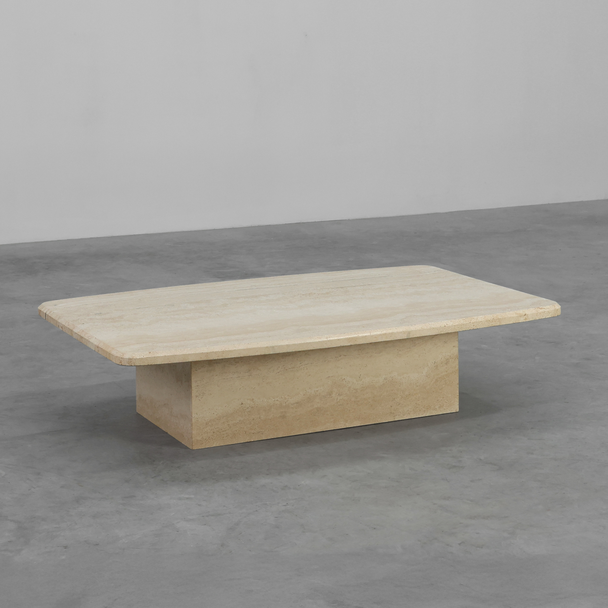 Sculptural organic travertine coffee table, France 1980s-img